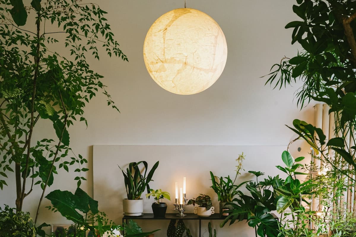 Modern air purifier in a bright living room